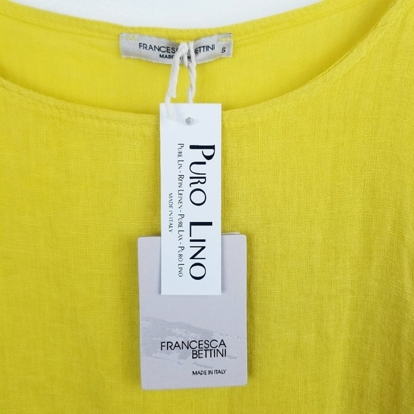 Francesca Bettini Italian Yellow Linen Top NWT size Small - Picture 3 of 11